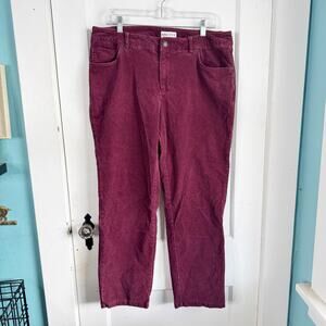 Ava & Viv Burgundy Maroon Corduroy Straight Leg Pants Size 14W Plus Stretch